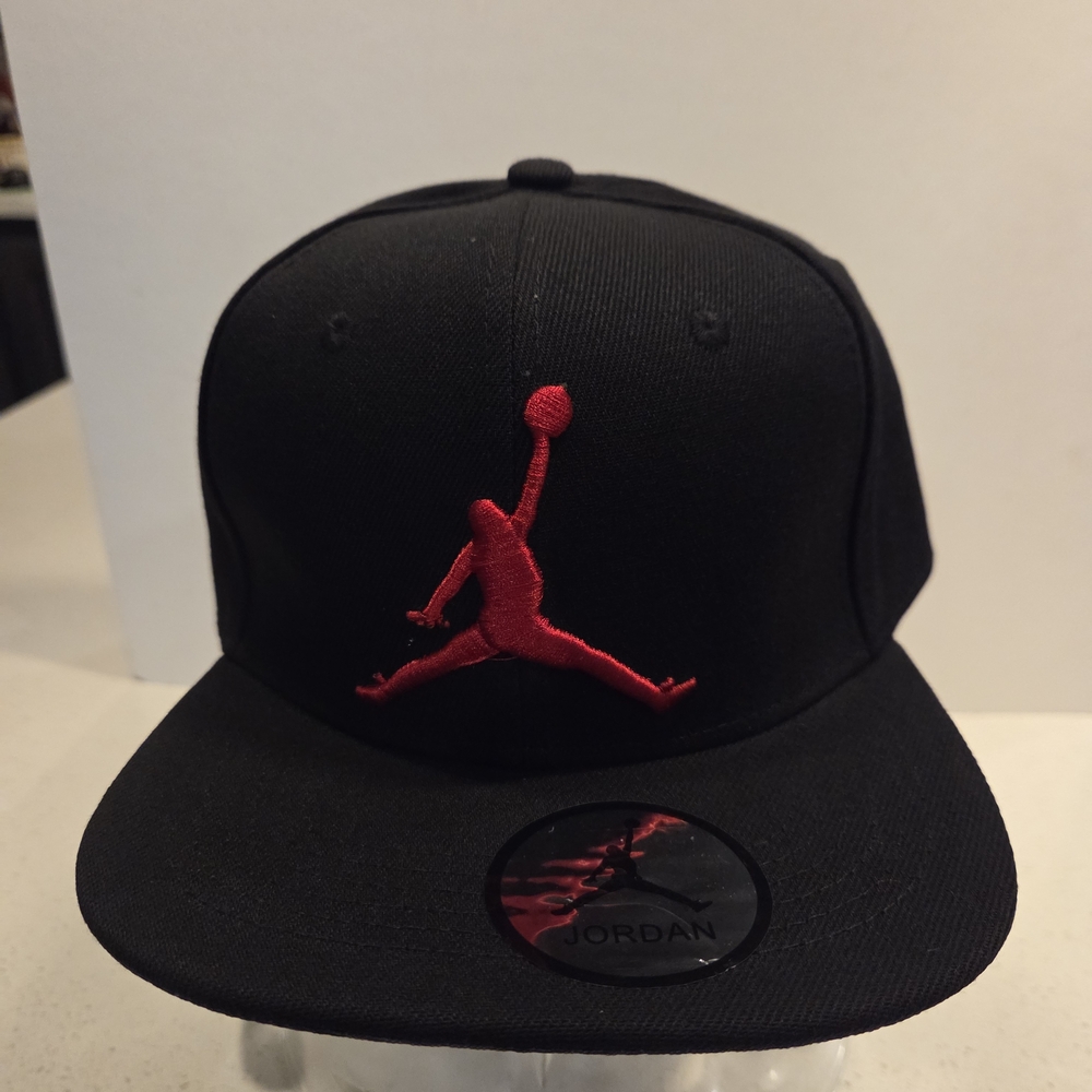 Air Jordan Black Snapback Hat with Red Jumpman